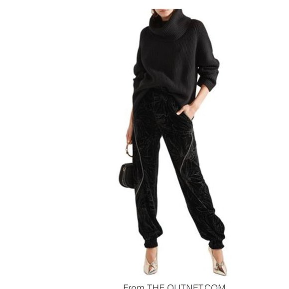 NWT Chloe runway black velvet gold embellished gold jogger pants, size 34/2/xs - Picture 3 of 11